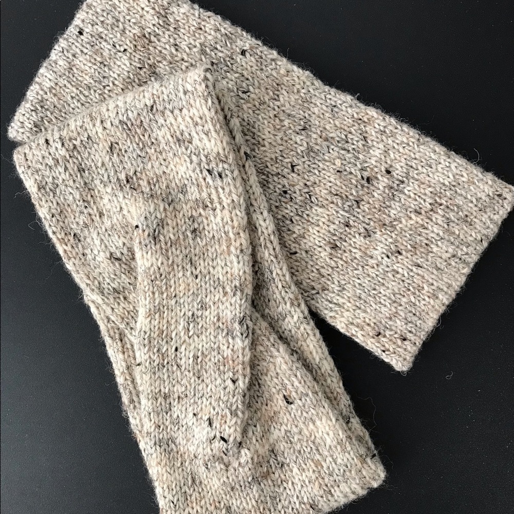 NEW Handmade Criss-Cross Wool Headband, Double-Layer, Seamless, Birch Tweed